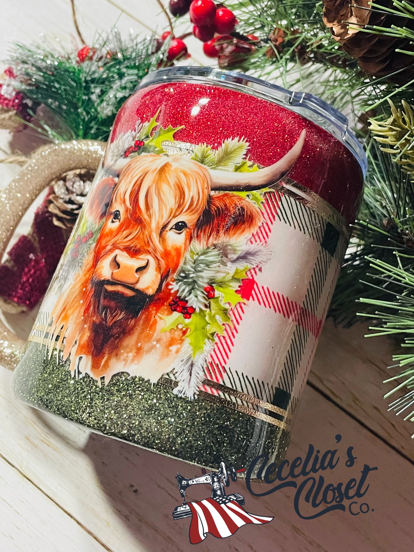 Christmas Highland cow mug
