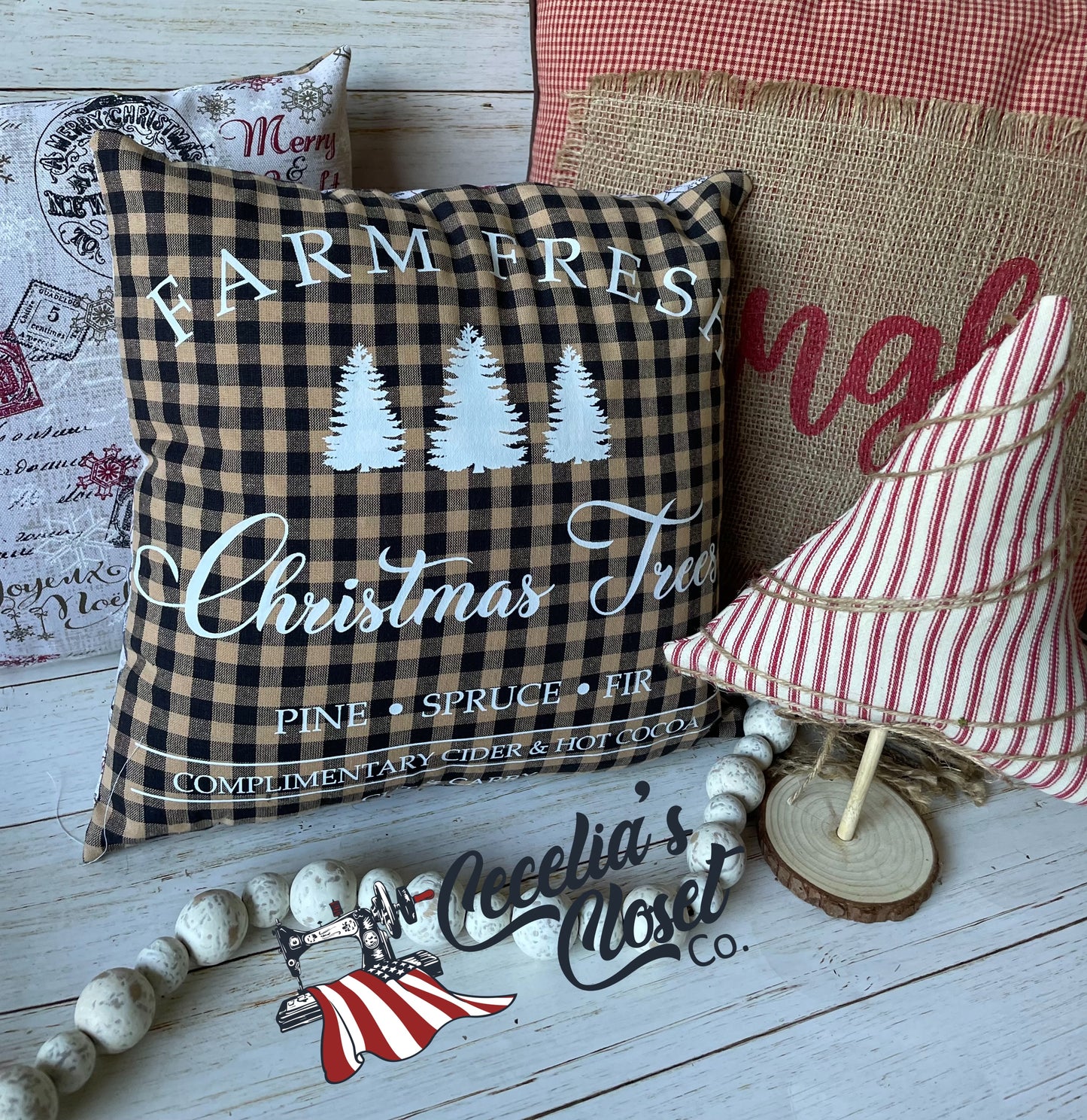 Christmas Tree Primitive pillow