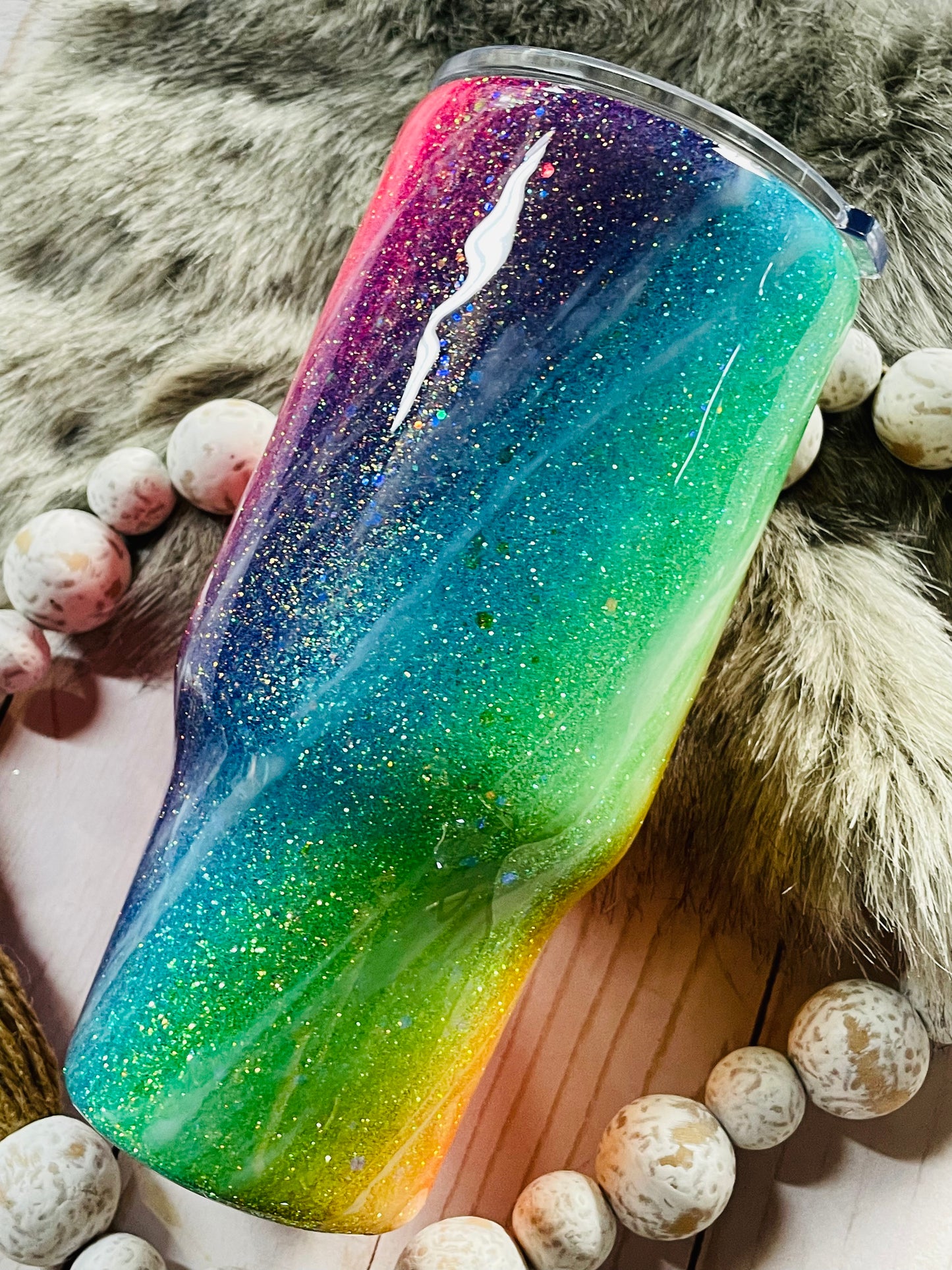 Neon rainbow tumbler 10 oz!!