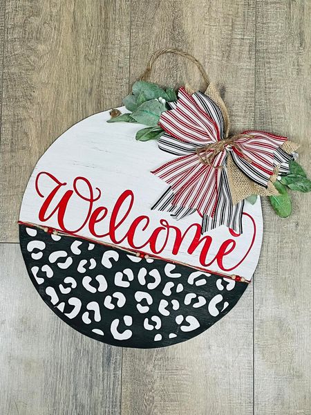 Leopard Welcome Door Sign