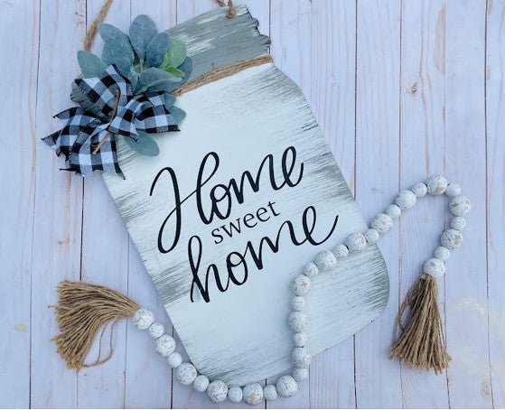 Rustic Home Mason Jar Door Sign