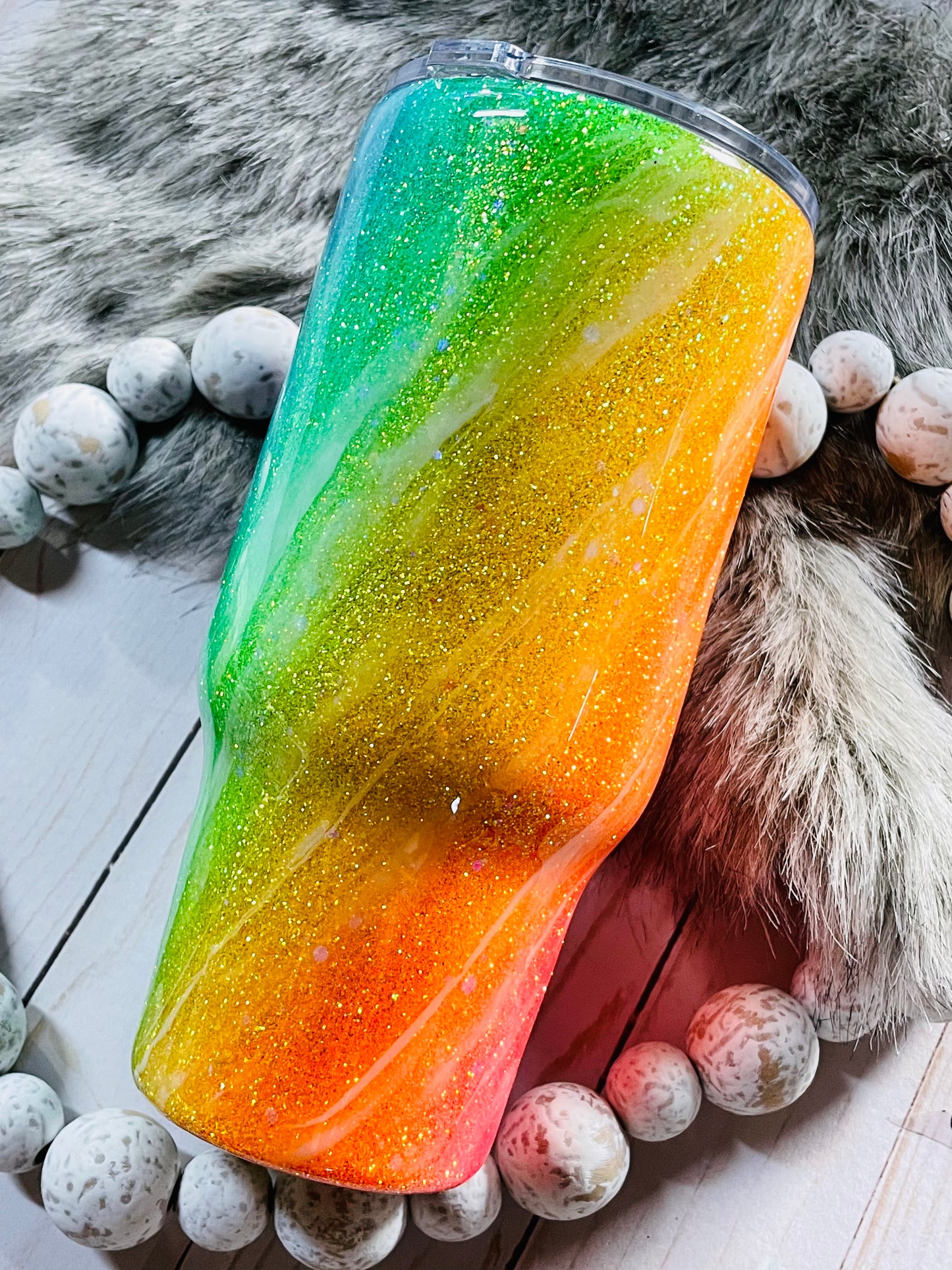 Neon rainbow tumbler 10 oz!!