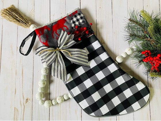Black and White Check Snowflake