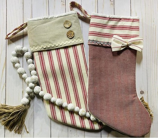 Vintage Red Ticking Stocking Set