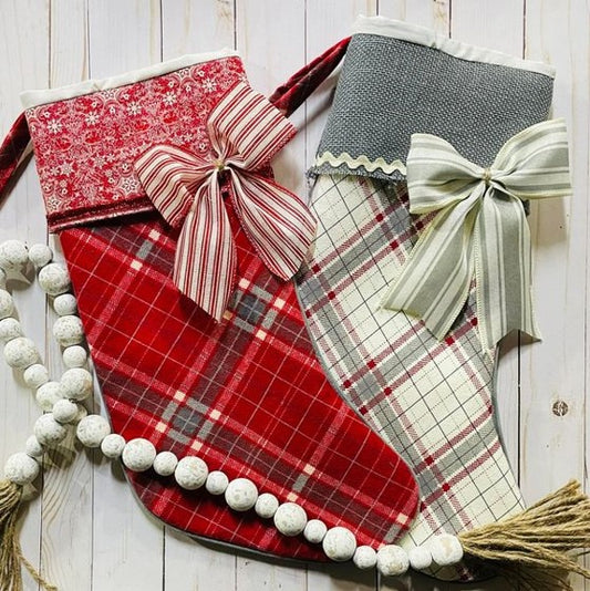 Red and Gray Plaid Style Stockings