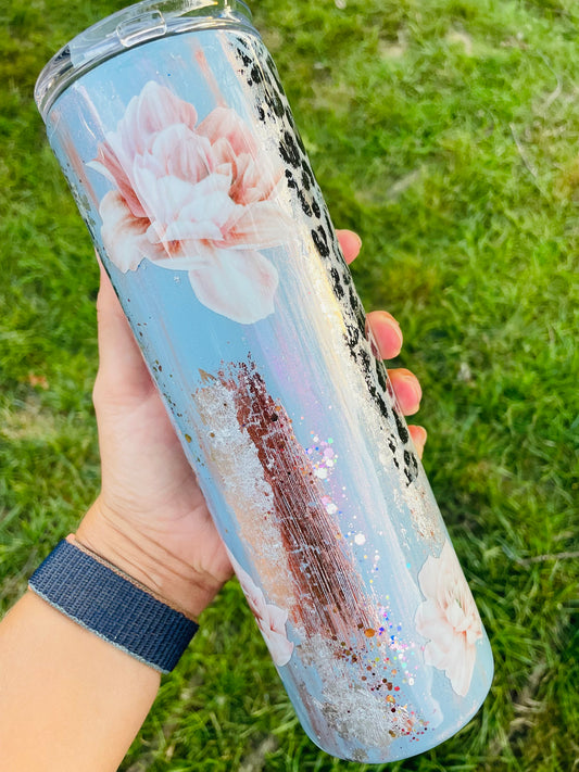 French Blue Floral Patina